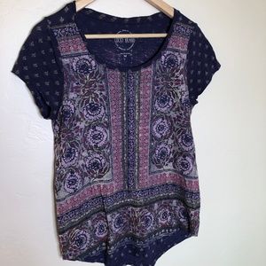Lucky Brand Size Medium Purple Boho Tee